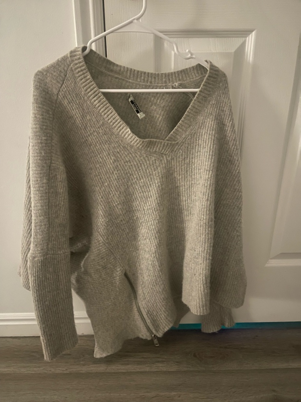 All saints Cozy Light Gray V-Neck Women's Sweater